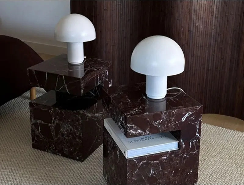 Elegant Luxurious Crimson Marble Rich Veined Side Table