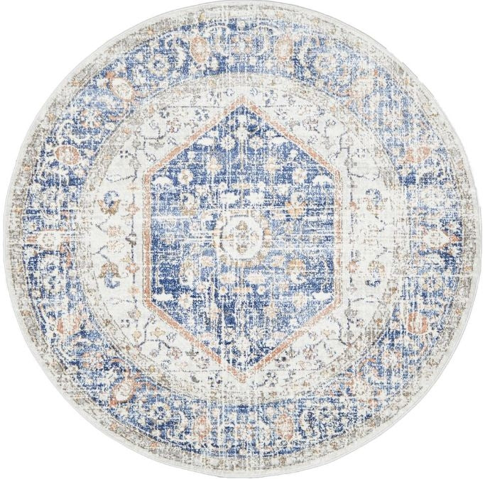 Mayfair Lorissa Blue Round by Rug Culture