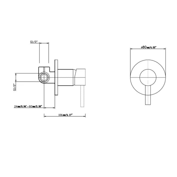 Pentro Matte Black Round Shower Mixer Tap with 120mm cover plate