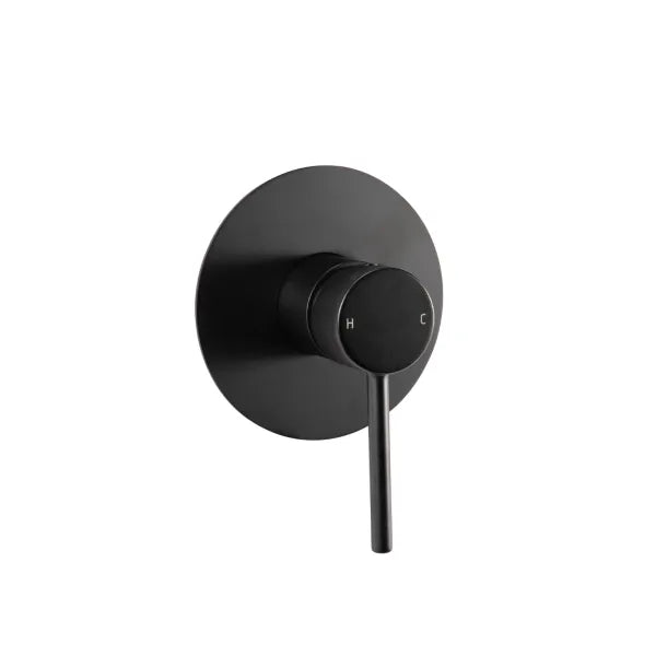 Pentro Matte Black Round Shower Mixer Tap with 120mm cover plate