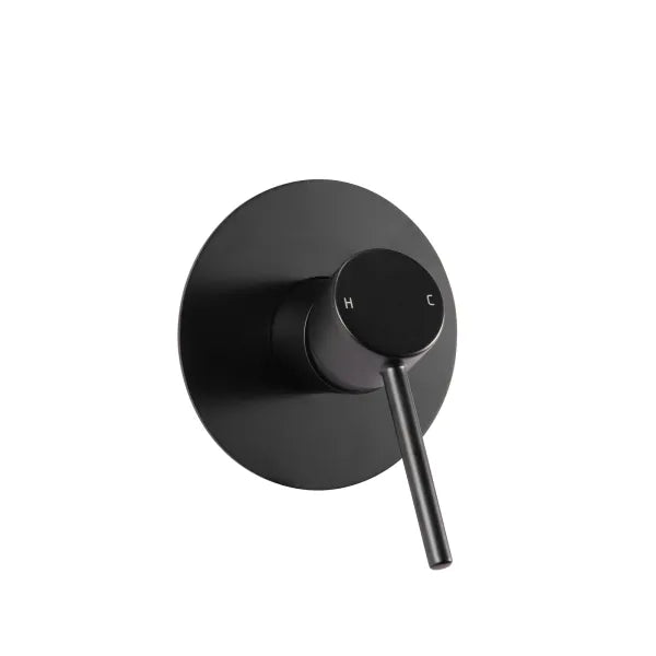 Pentro Matte Black Round Shower Mixer Tap with 120mm cover plate