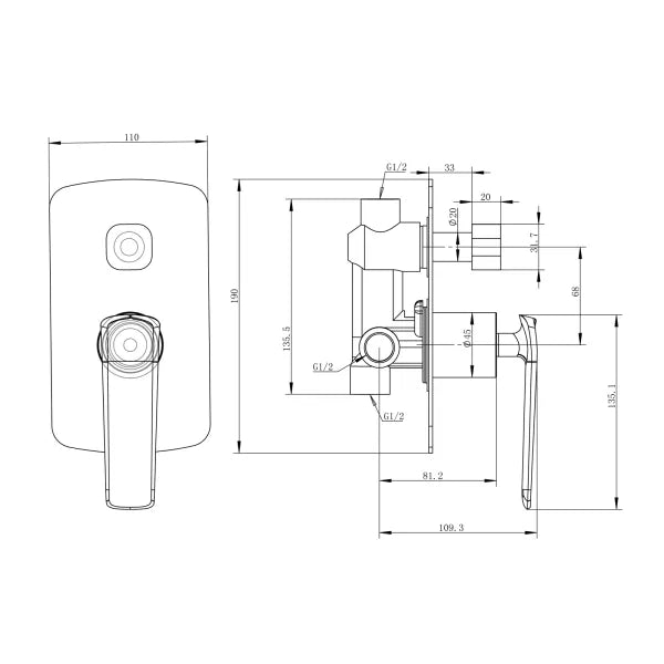 Esperia Wall Mixer with Diverter