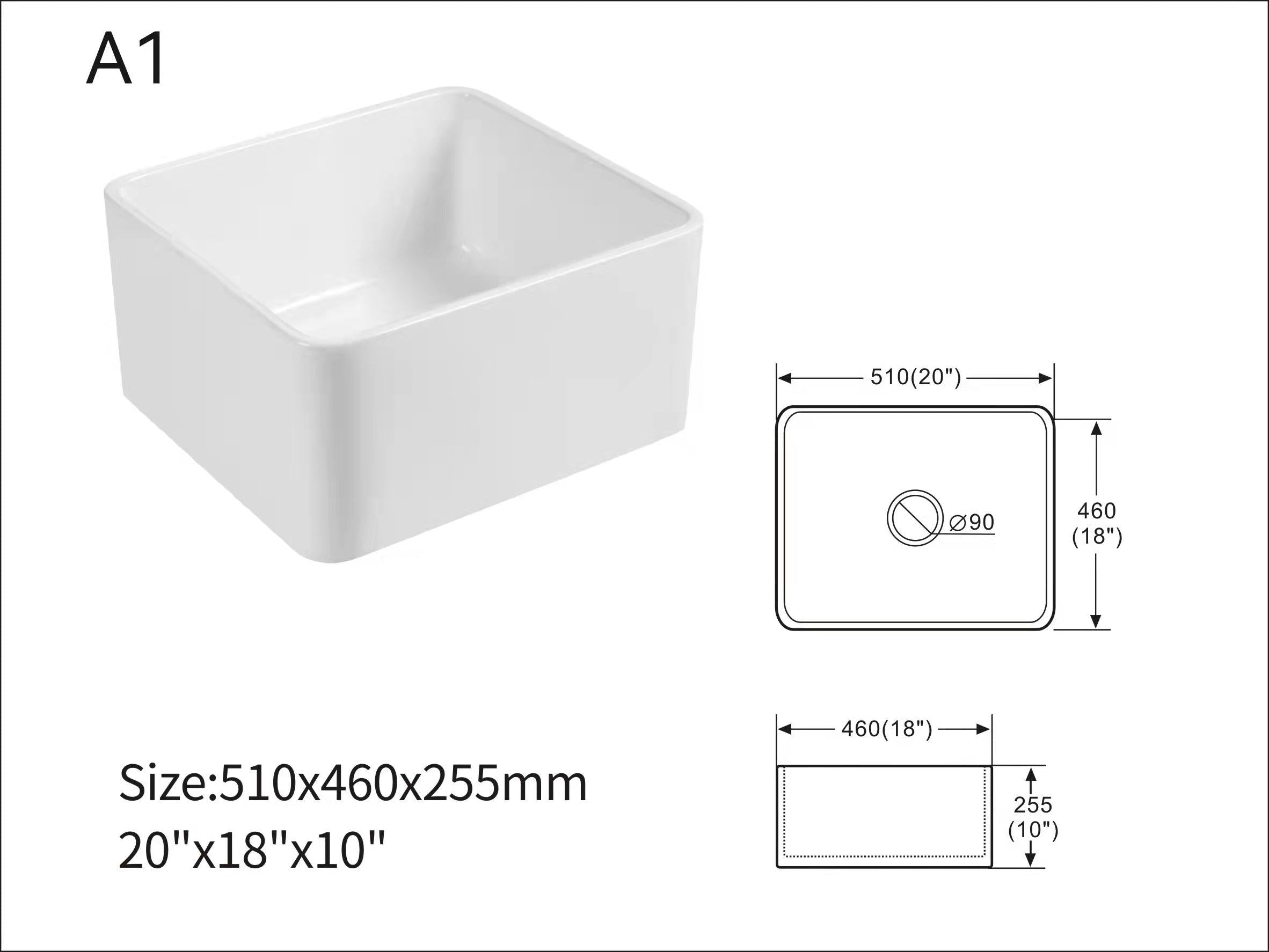 Francesco Semi-Embedded Ceramic Sink, Single Trough Vegetable Basin