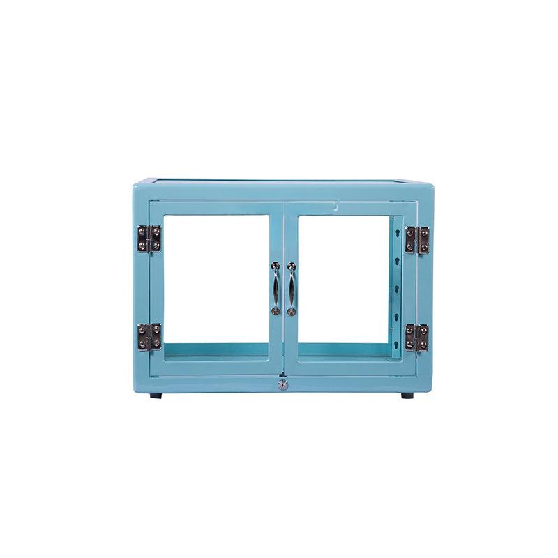 Muirgan Dulton Metal Iron Double Door Glass Storage Cabinet