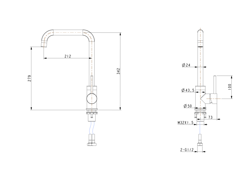 Black Standard Kitchen Mixer