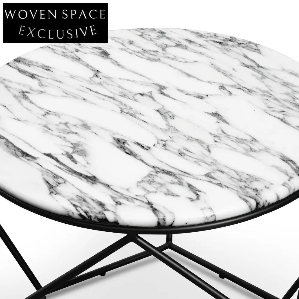 Aariyah 72cm Marble Coffee Table - Matt Black Base Coffee Tables