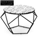 Aariyah 72cm Marble Coffee Table  - Matt Black Base