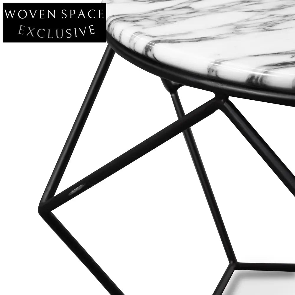 Aariyah 72cm Marble Coffee Table - Matt Black Base Coffee Tables