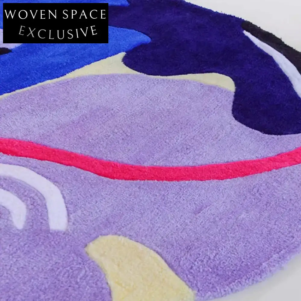 Abstract Blue Polyester Thickened Circular Mat for Girls' Bedroom Dressing Table