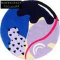 Abstract Blue Polyester Thickened Circular Mat for Girls' Bedroom Dressing Table