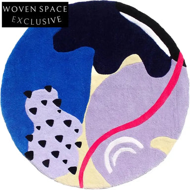 Abstract Blue Polyester Thickened Circular Mat for Girls' Bedroom Dressing Table