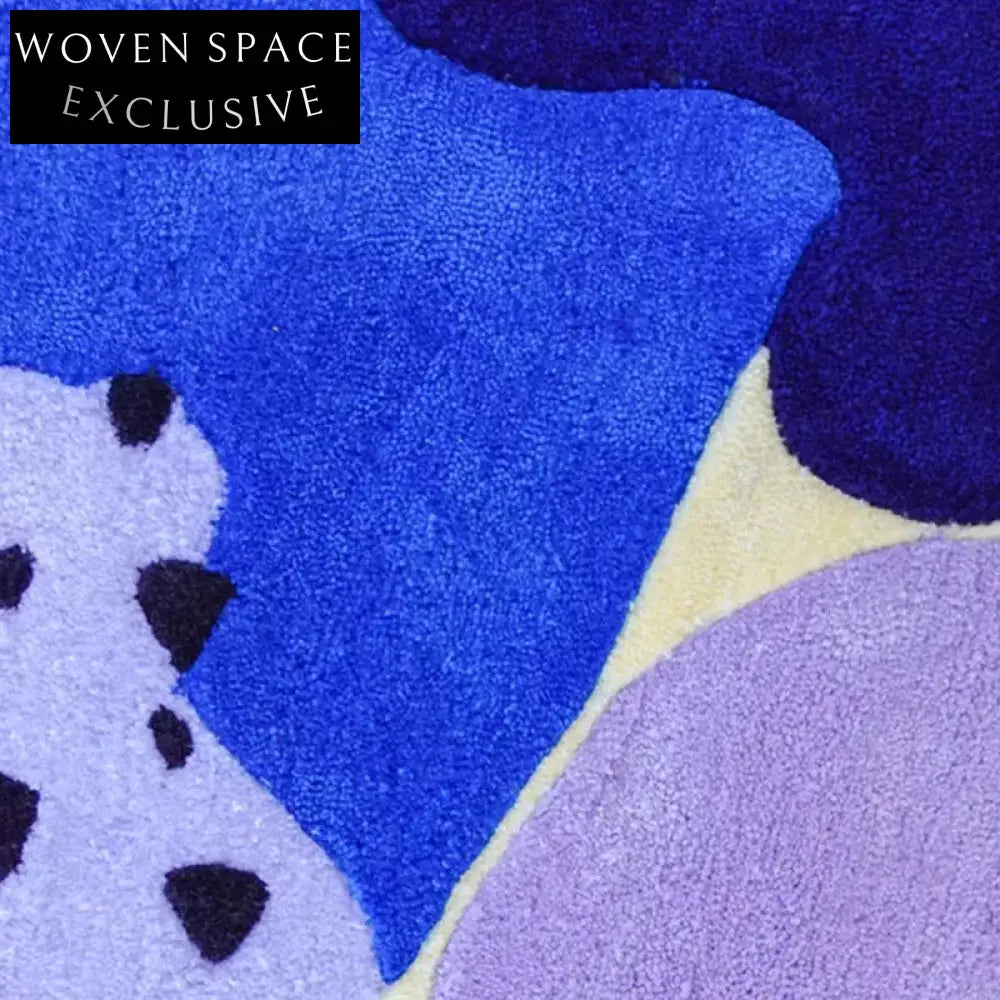 Abstract Blue Polyester Thickened Circular Mat for Girls' Bedroom Dressing Table