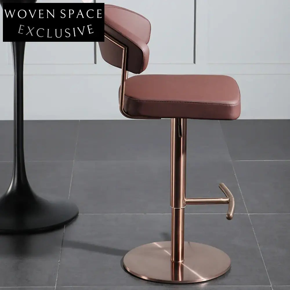 Adjustable Height Modern Gold Metal PU Leather Italian Bar Stool