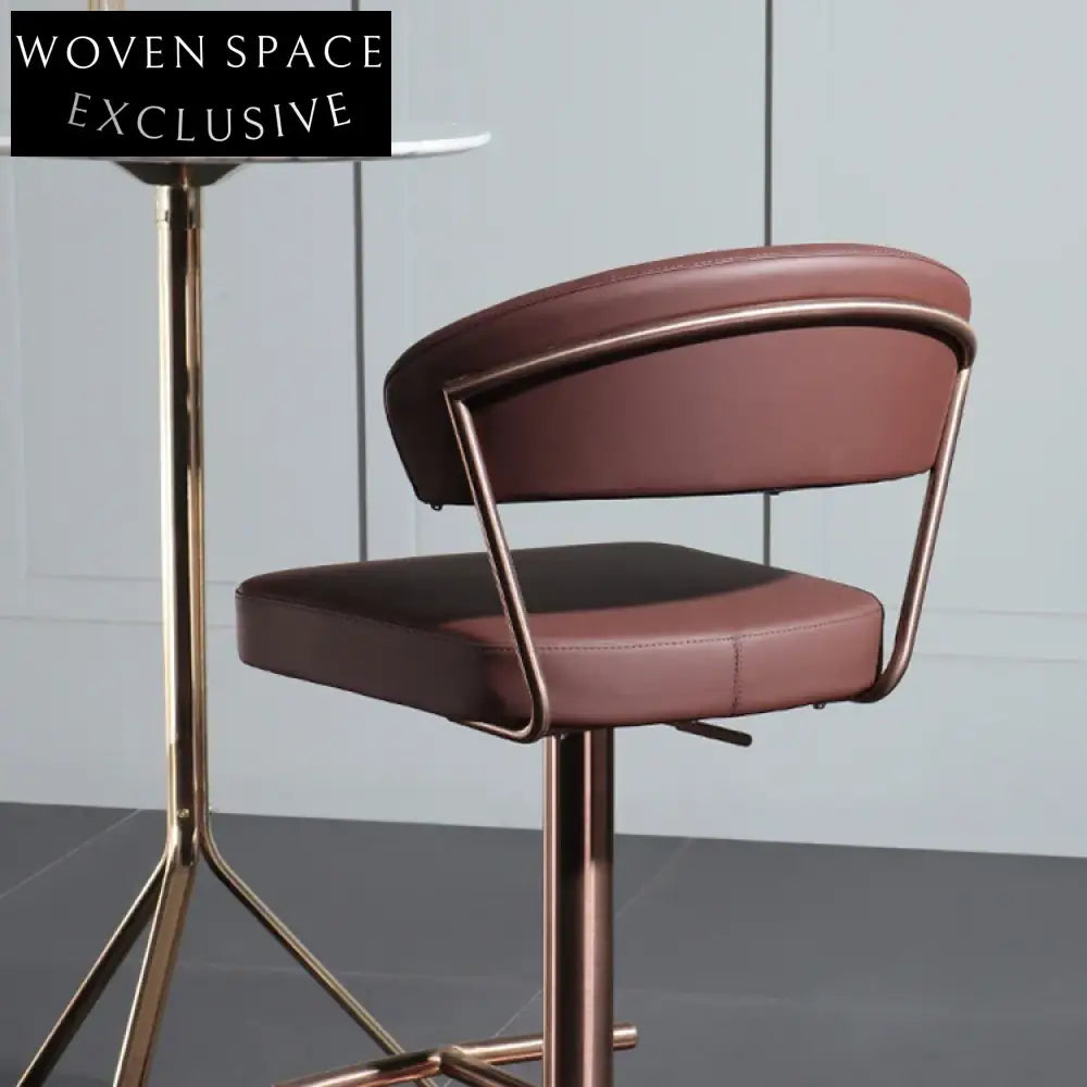 Adjustable Height Modern Gold Metal PU Leather Italian Bar Stool