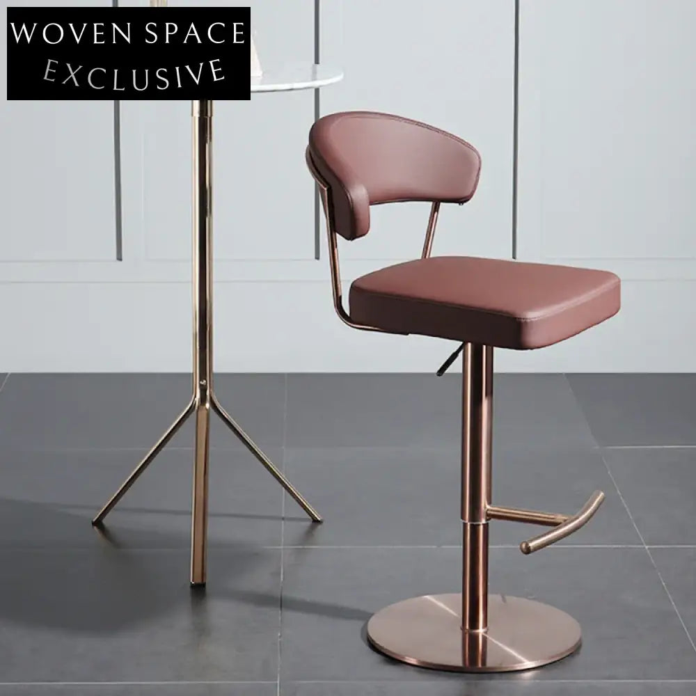 Adjustable Height Modern Gold Metal PU Leather Italian Bar Stool