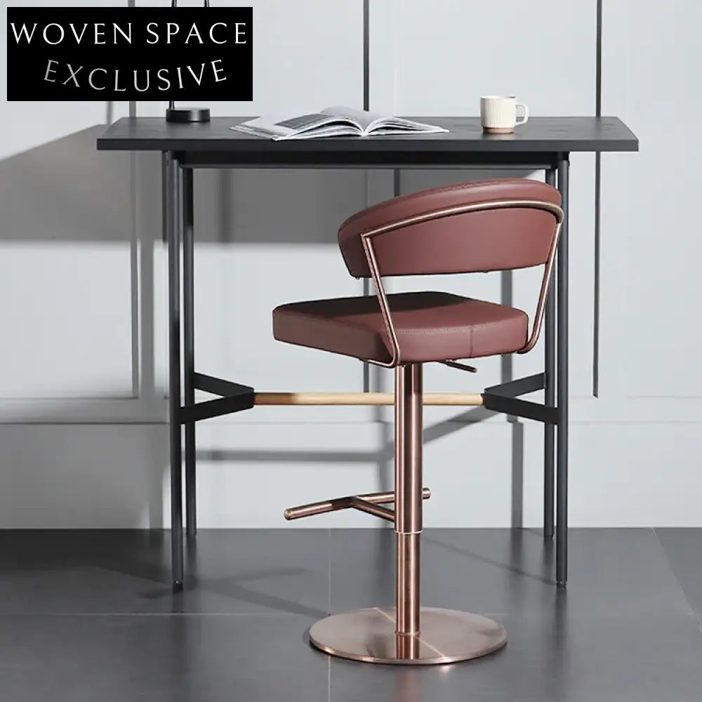 Adjustable Height Modern Gold Metal PU Leather Italian Bar Stool