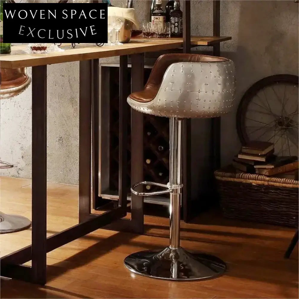 Adjustable Metal Swivel Bar Stool with Footrest for Counter Height