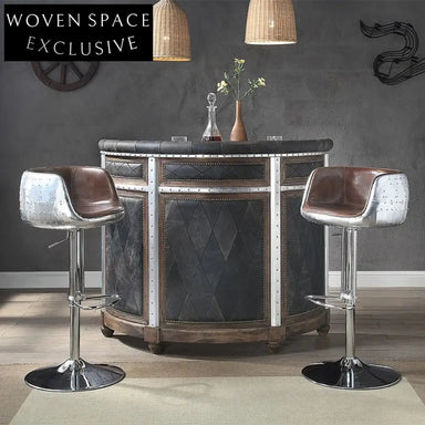 Adjustable Metal Swivel Bar Stool with Footrest for Counter Height