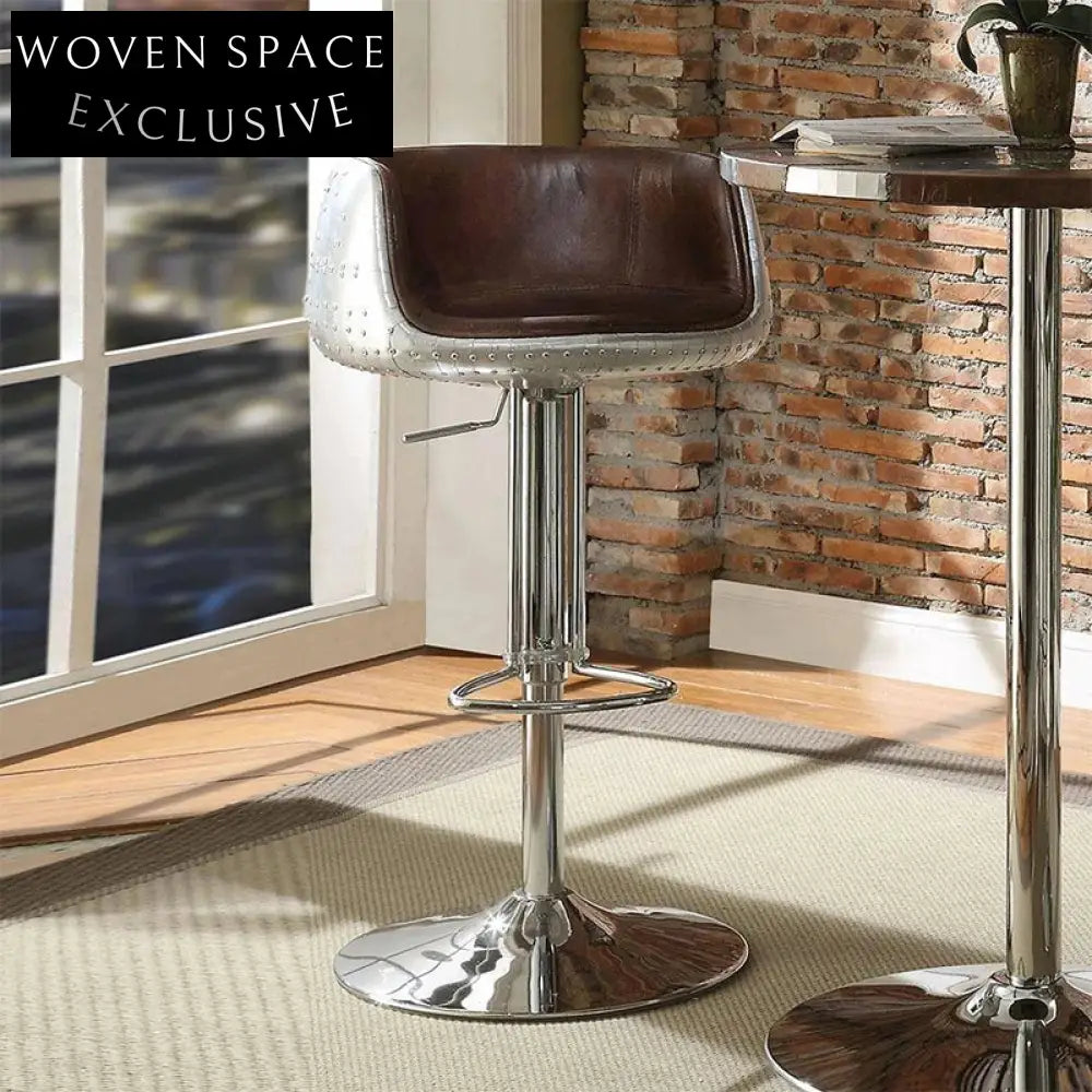 Adjustable Metal Swivel Bar Stool with Footrest for Counter Height