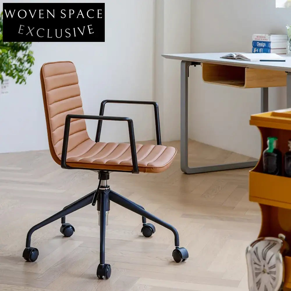 Adjustable Swivel Leather Office Chair with Metal Base for Home and Work