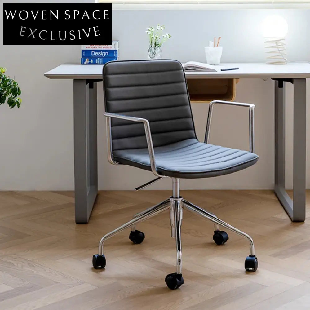 Adjustable Swivel Leather Office Chair with Metal Base for Home and Work