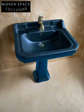 Adriano Debolai Black Column Wash Basin Single hole pedestal basin