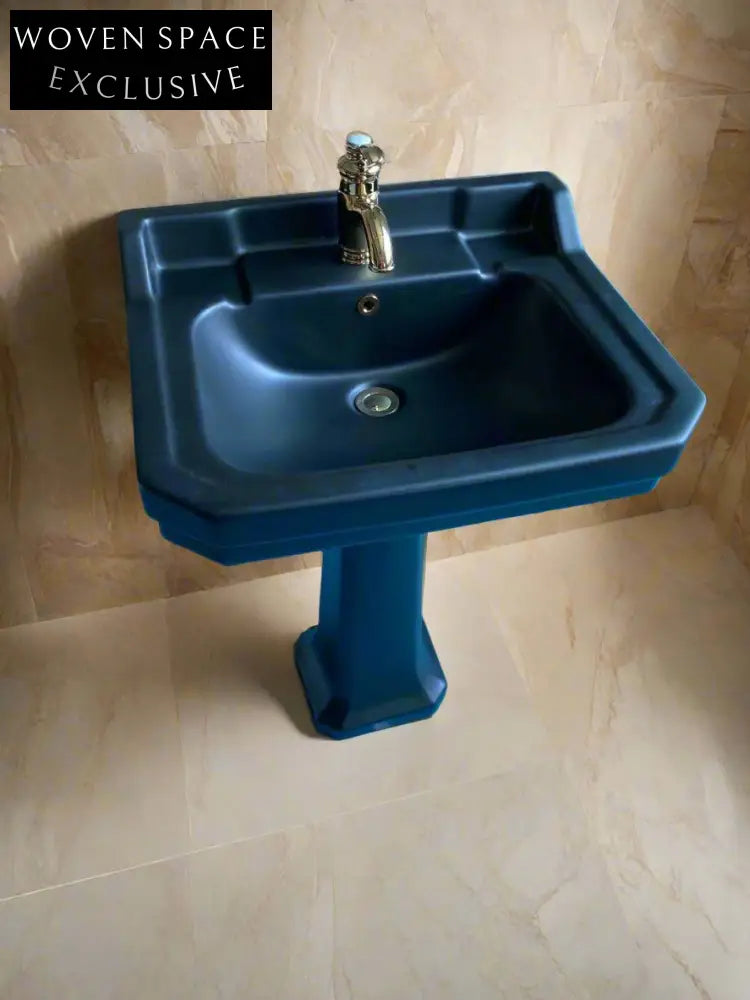 Adriano Debolai Black Column Wash Basin Single hole pedestal basin