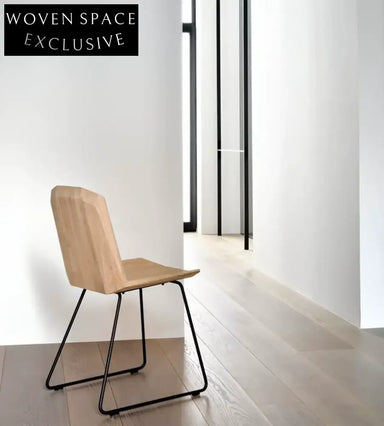 Adriano Solid Wood Iron Dining Table Chair Oak color