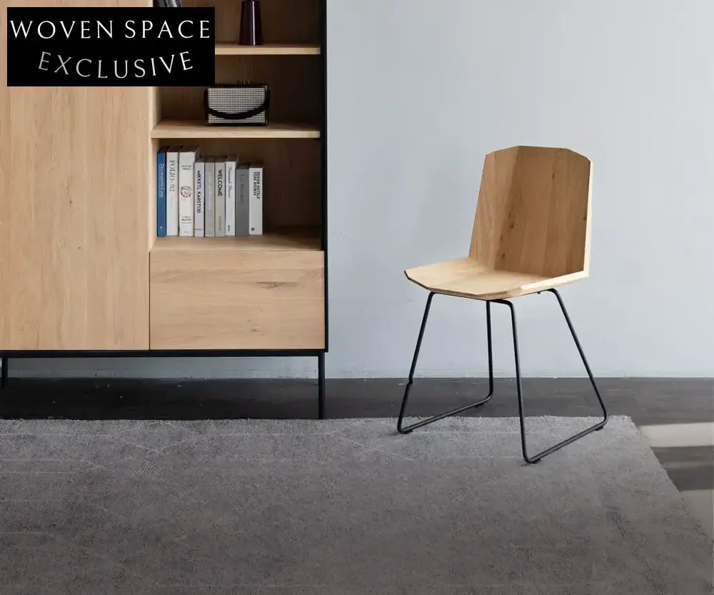 Adriano Solid Wood Iron Dining Table Chair Oak color