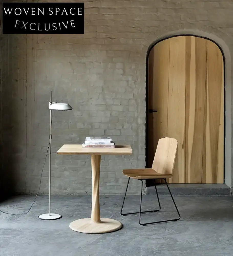 Adriano Solid Wood Iron Dining Table Chair Oak color