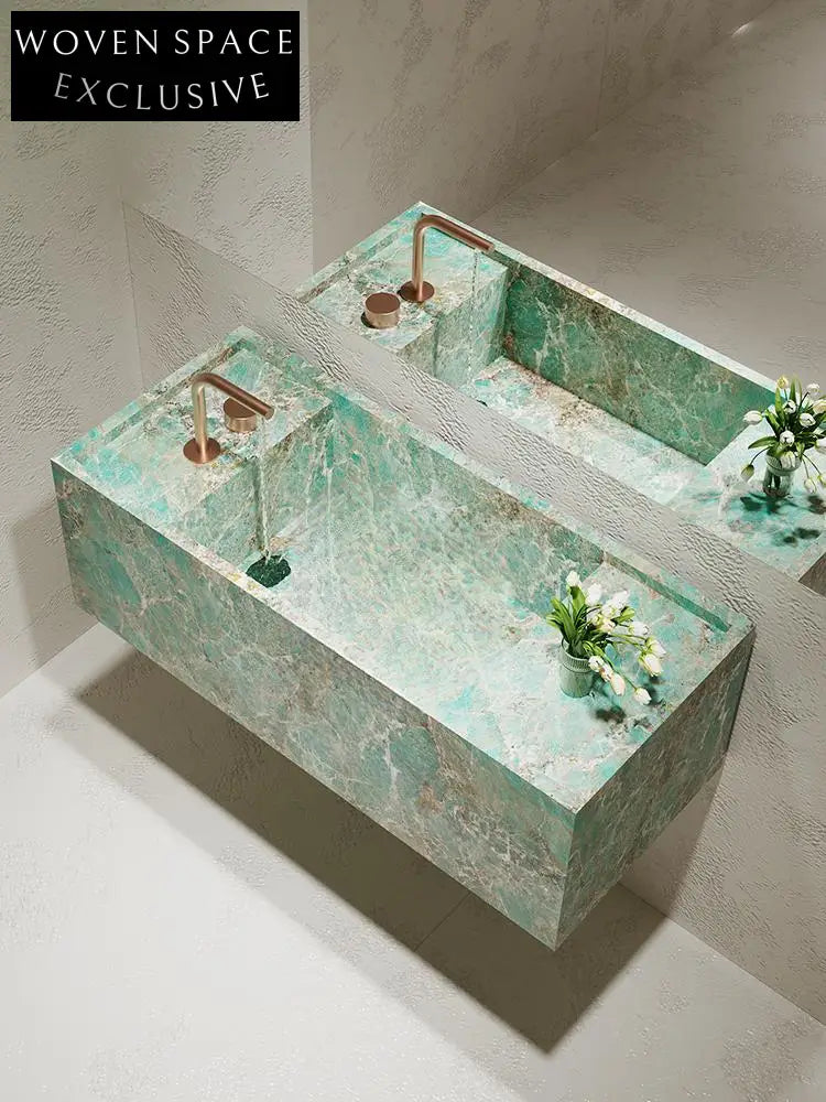 Agastya Ice Silk Blue Jade Wall-Mounted Sink