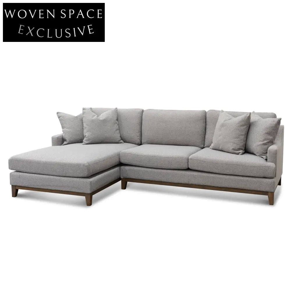 Alana 3 Seater Left Chaise Fabric Sofa - Grey Chaise Sofa