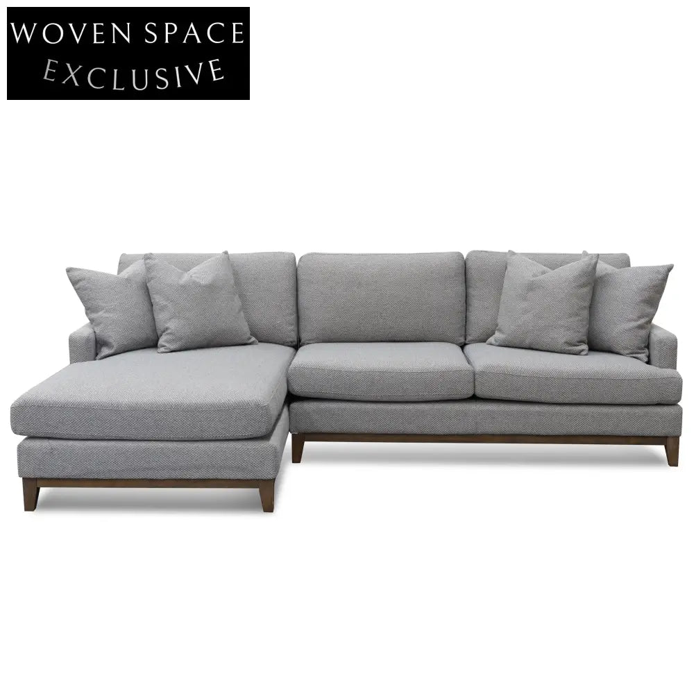 Alana 3 Seater Left Chaise Fabric Sofa - Grey Chaise Sofa