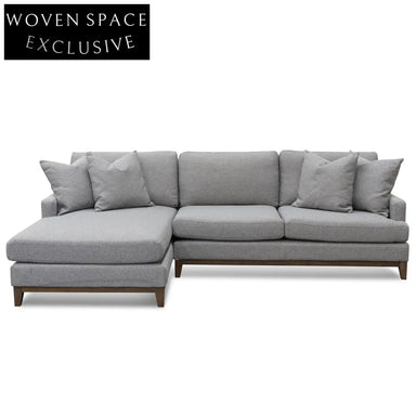 Alana 3 Seater Left Chaise Fabric Sofa - Grey Chaise Sofa
