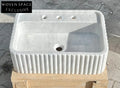 Albane Carrara Marble Sink with Ribbed Sides