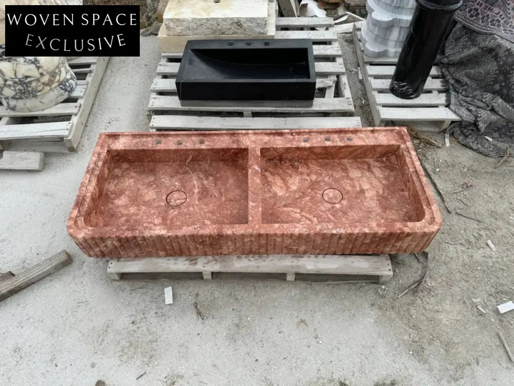 Alessandro Red Travertine Marble Sink Trendy Bathroom Vanity Basin