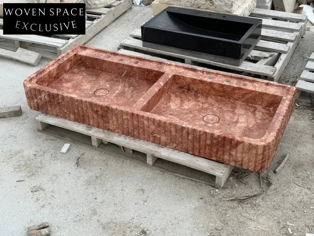 Alessandro Red Travertine Marble Sink Trendy Bathroom Vanity Basin