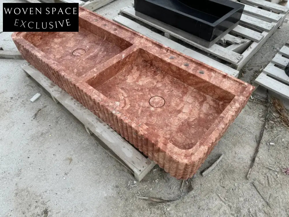 Alessandro Red Travertine Marble Sink Trendy Bathroom Vanity Basin