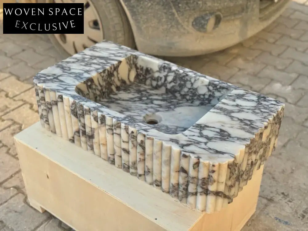 Alessio marble sink ribbed Wash basin