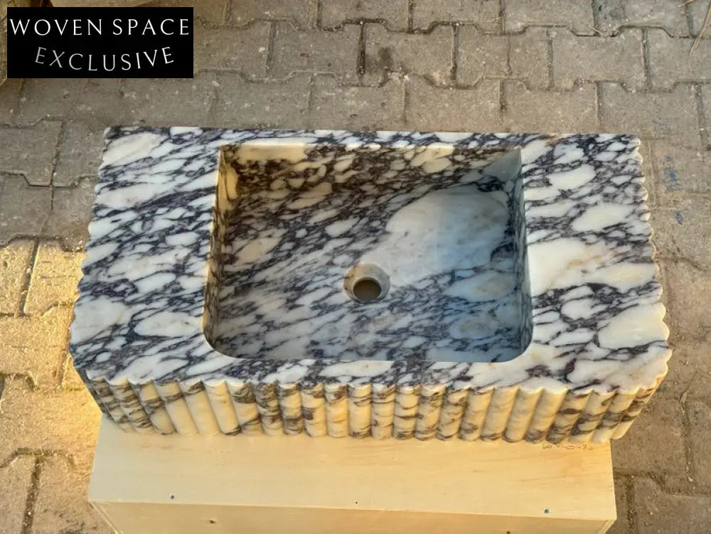 Alessio marble sink ribbed Wash basin