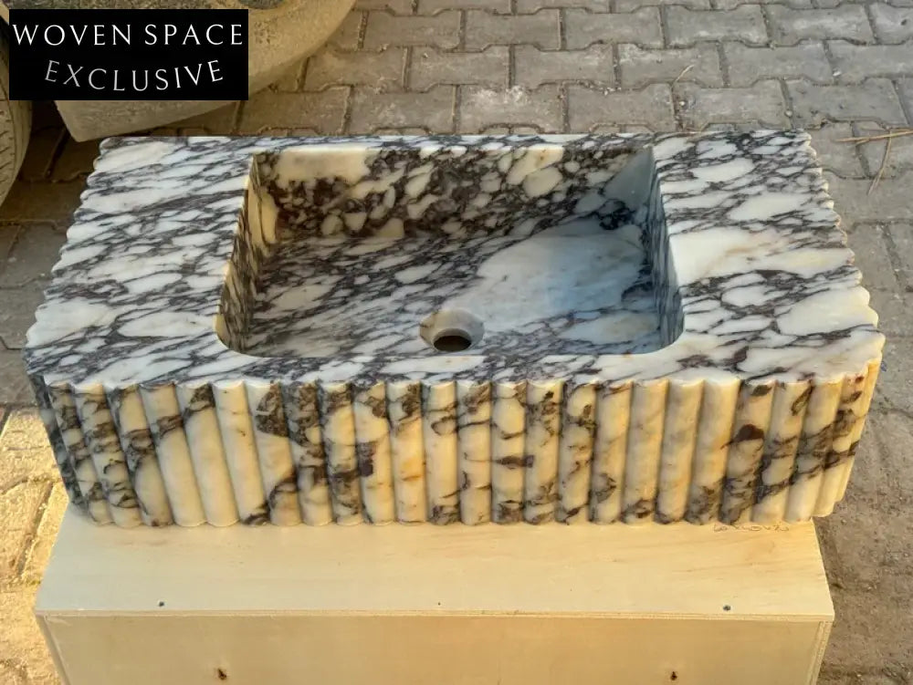 Alessio marble sink ribbed Wash basin