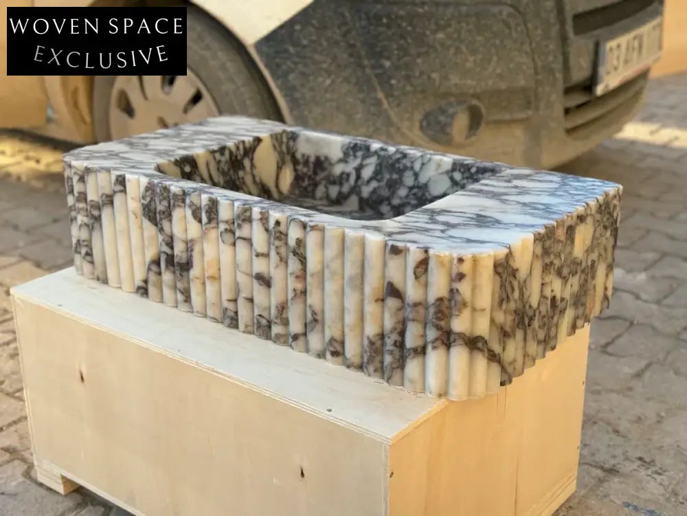 Alessio marble sink ribbed Wash basin