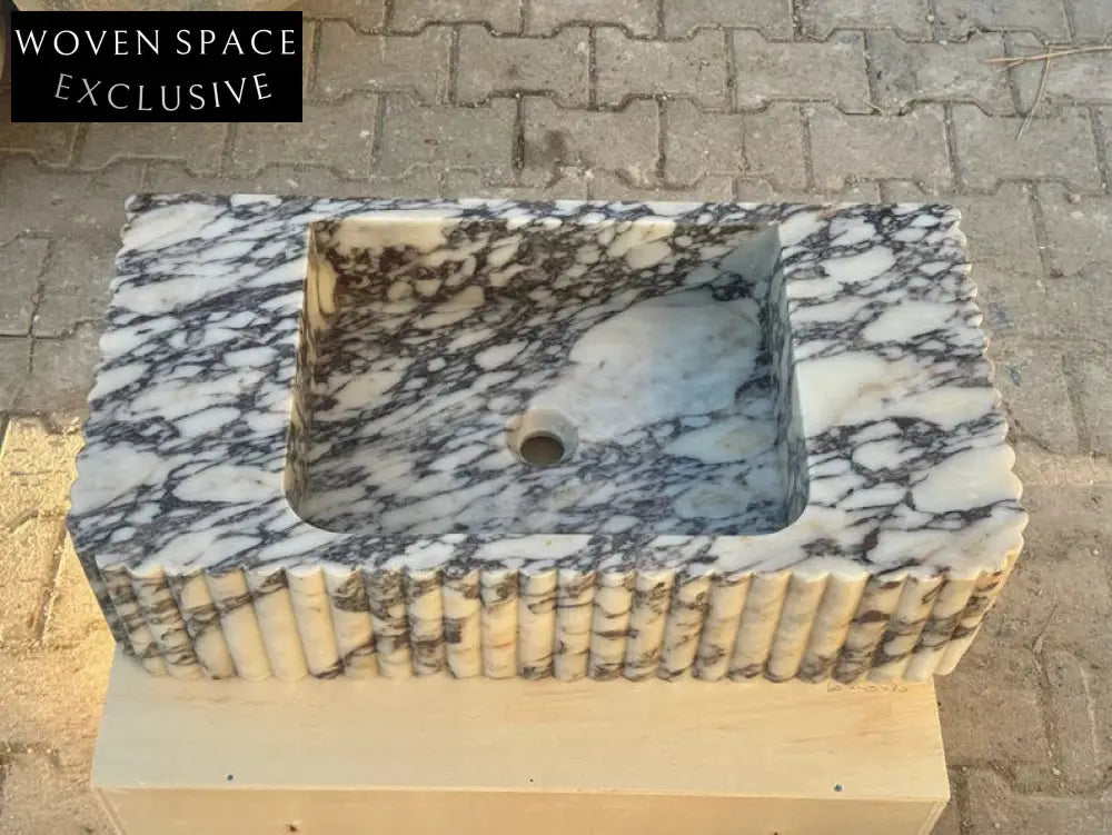 Alessio marble sink ribbed Wash basin