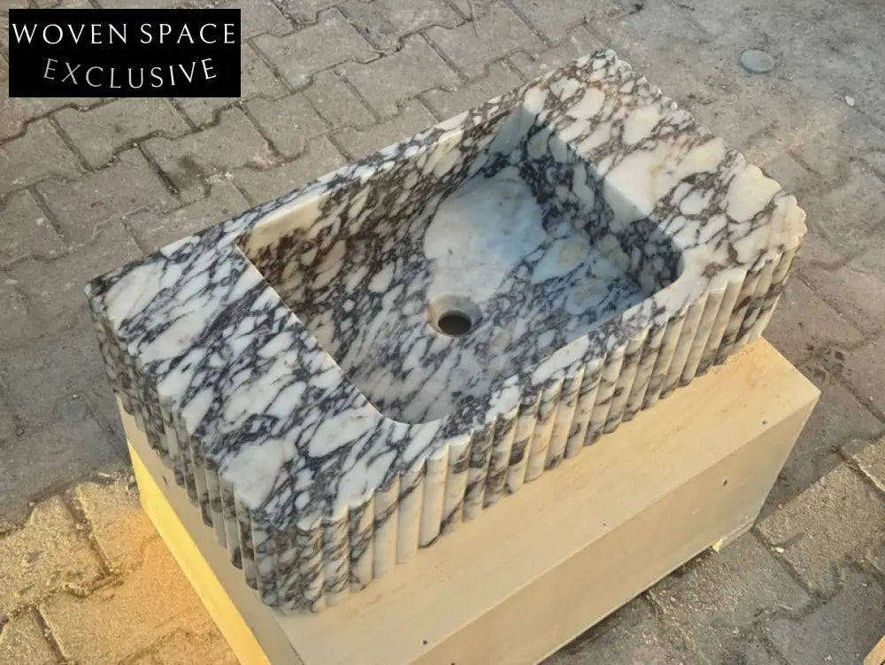 Alessio marble sink ribbed Wash basin