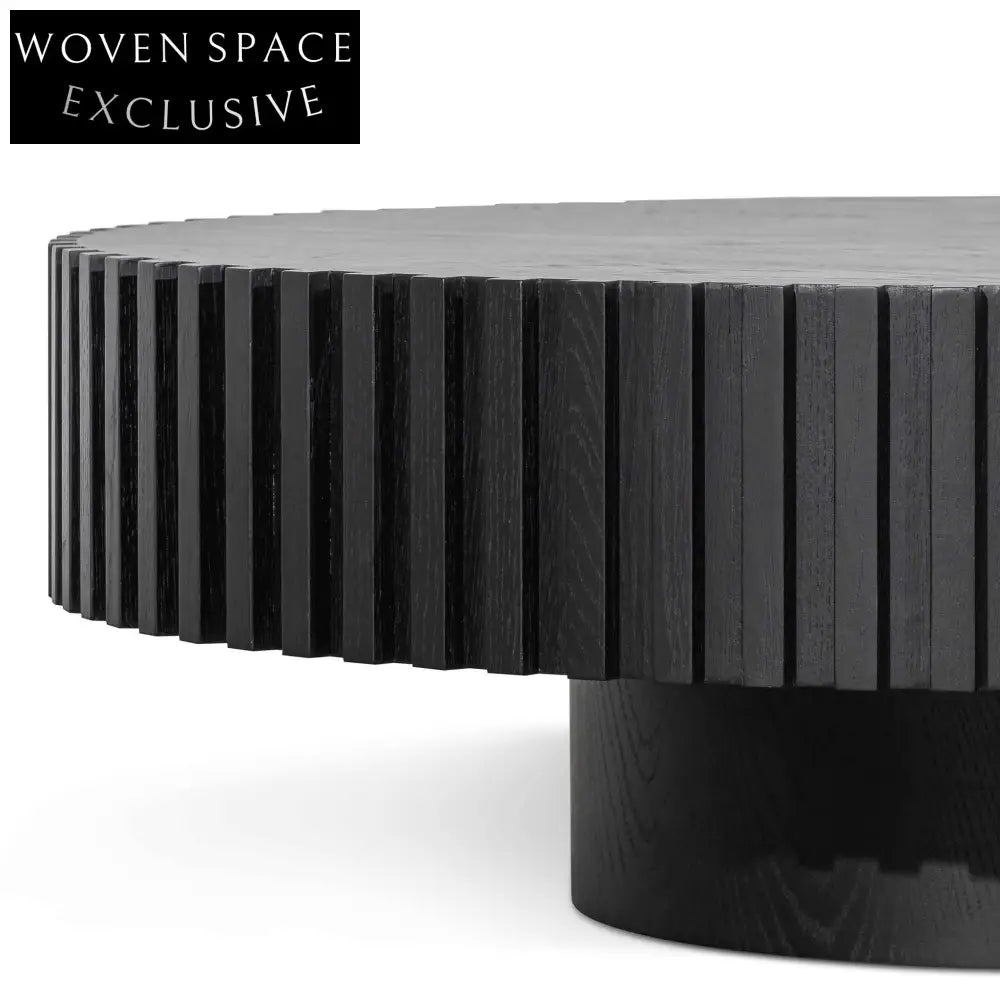 Alfaro Oak Round Coffee Table - Black Coffee Tables