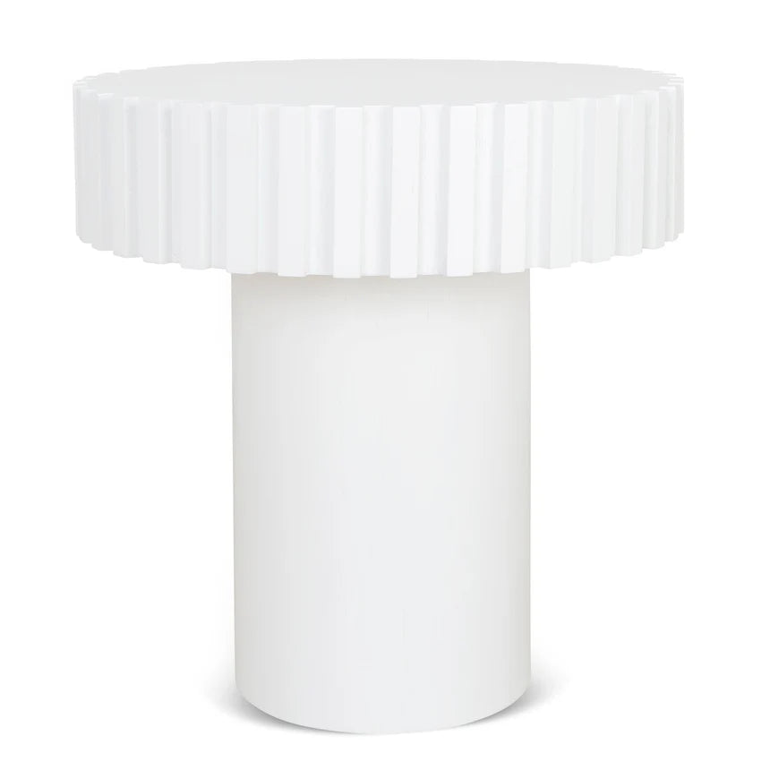 Alfaro 50cm Round Side Table - White