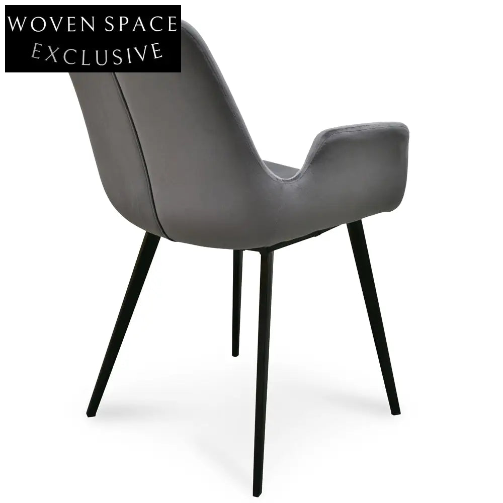 Alice Dark Grey Velvet Dining Chair - (Set of 2) Dining Chairs