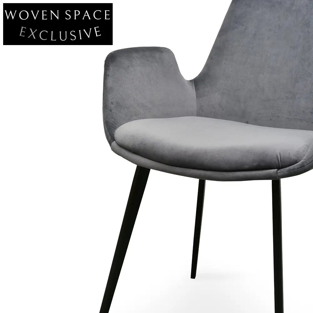 Alice Dark Grey Velvet Dining Chair - (Set of 2) Dining Chairs