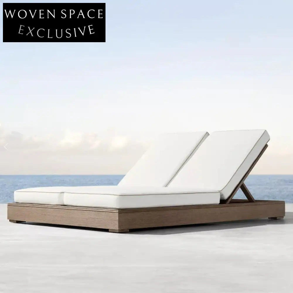 All-Weather Teak Wood Outdoor Daybed with Canopy for Garden Lounger