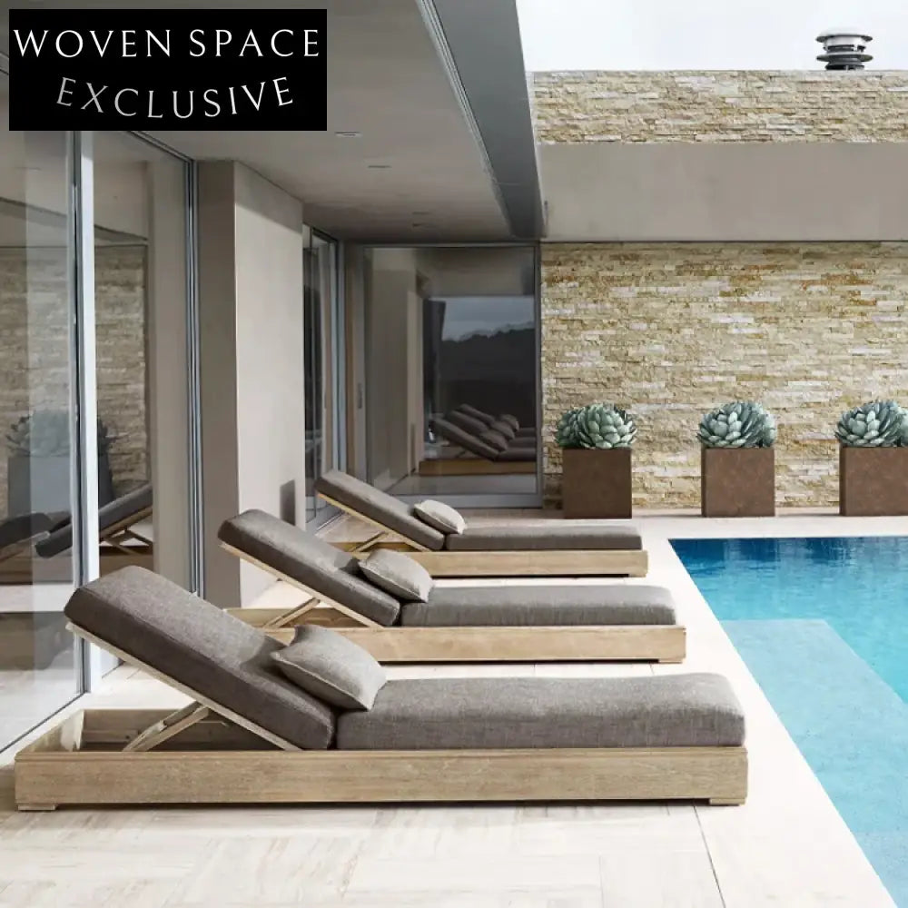 All-Weather Teak Wood Outdoor Daybed with Canopy for Garden Lounger